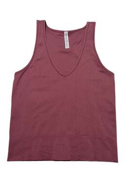 Athleta Aurora Seamless Ribbed V-Neck Tank Top in Burgundy-Size L